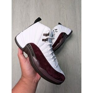 A Ma Maniere x Womens Air Jordan 12 Retro SP White Burgundy DV6989-100 Size 8.5